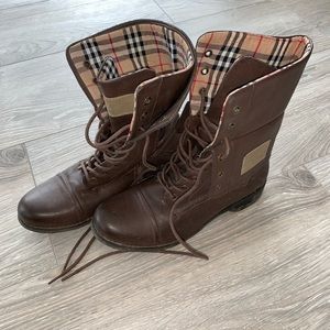 Soft moc plaid fold down combat boot